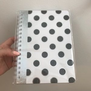 New Silver Foil / Black / White Polka Dot Journal